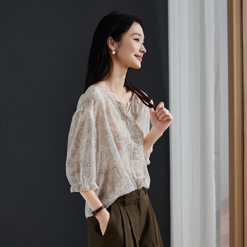 SOFSIL Vintage Print V-Neck Blouse