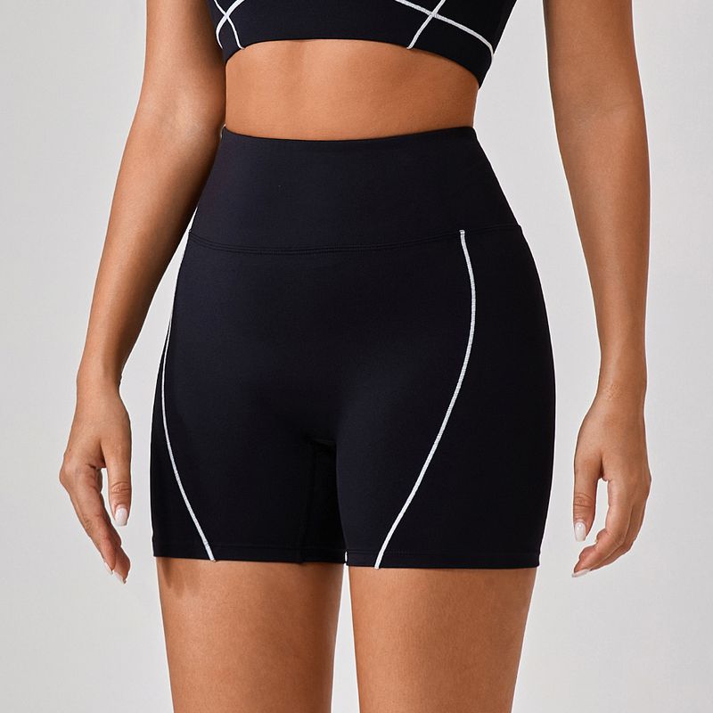 Export Fashion Contrast Color Summer High Waist Tight Nude Feel No Embarrassment Line Yoga Pants Women's Peach Hip Raise Three-Point Fitness Pants