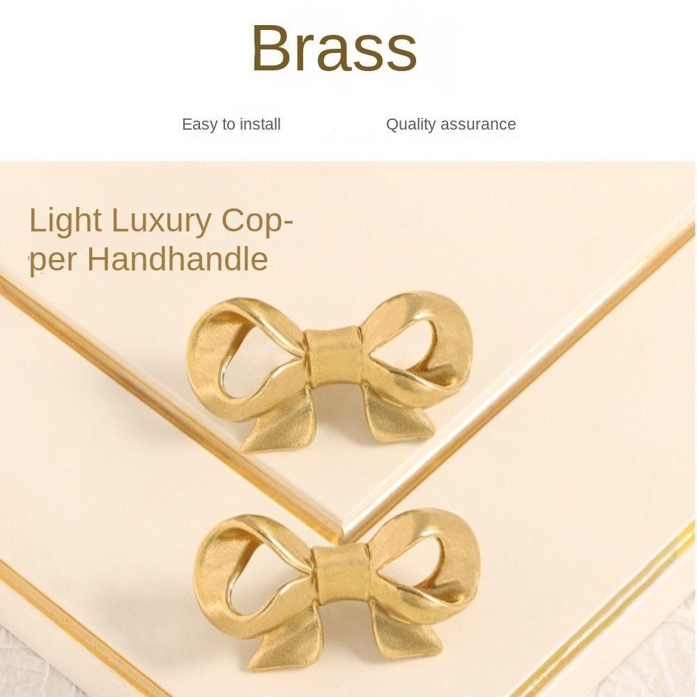 Retro Bow Tie Brass Handle Gold Color Wardrobe Drawer Pulls Creative Cabinet Door Knobs  Cupboard