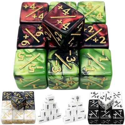 10pcs/set Six Sided Dice D6 Counters +1/+1 and -1/-1 for Math Teaching Kid Arithmetic Toys Game Accessories