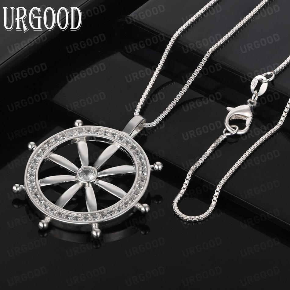 925 Sterling Silver AAA Zircon Round Fashion Pendant Necklace Wedding Jewelry