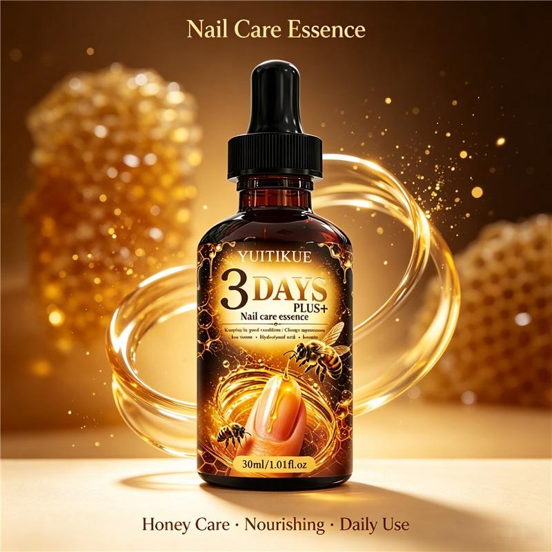 YUITIKUE 3 Days Bee Venom Nail Essence 30ml Keratin Strengthen Brittle Nails Repair Damaged Fingernail Toenail Care