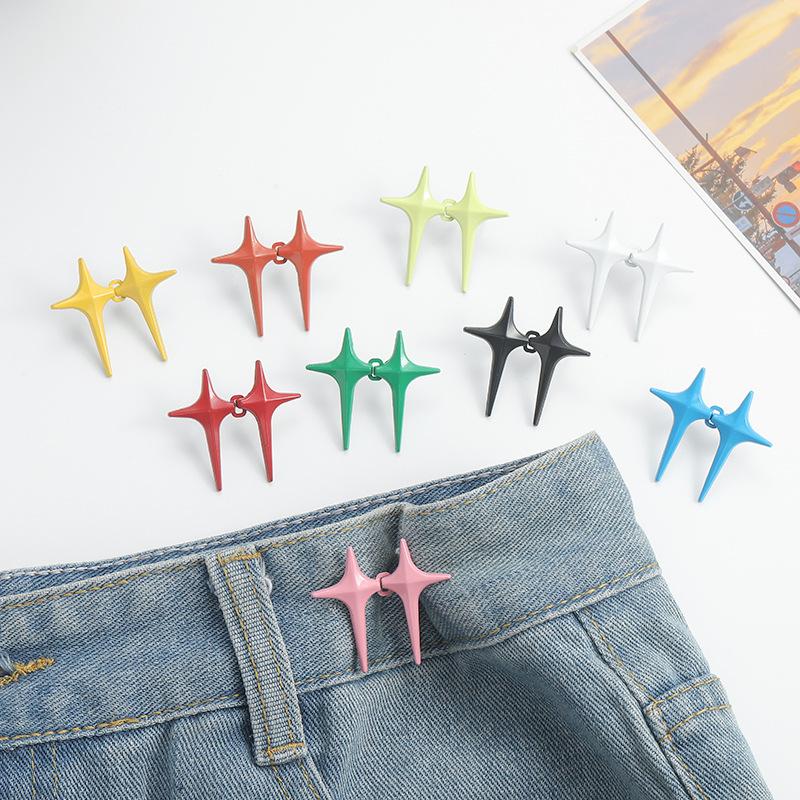1 Pair Cross Star Waist Buckle Buckle Detachable No Nail No Stitch Waist Button Waist Circumference Change Waist Artifact