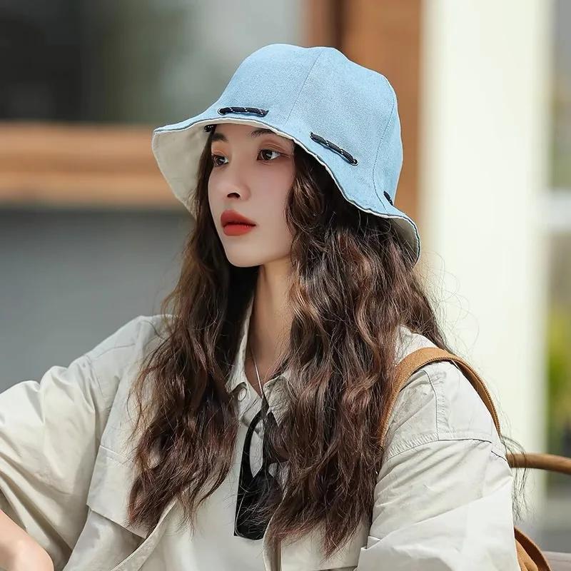 Adjustable Sun Protection Unisex Adjustable Fishing Hat Solid Two-sided Hat Portable Bag Dual-use Sunscreen Cap Bucket Hat