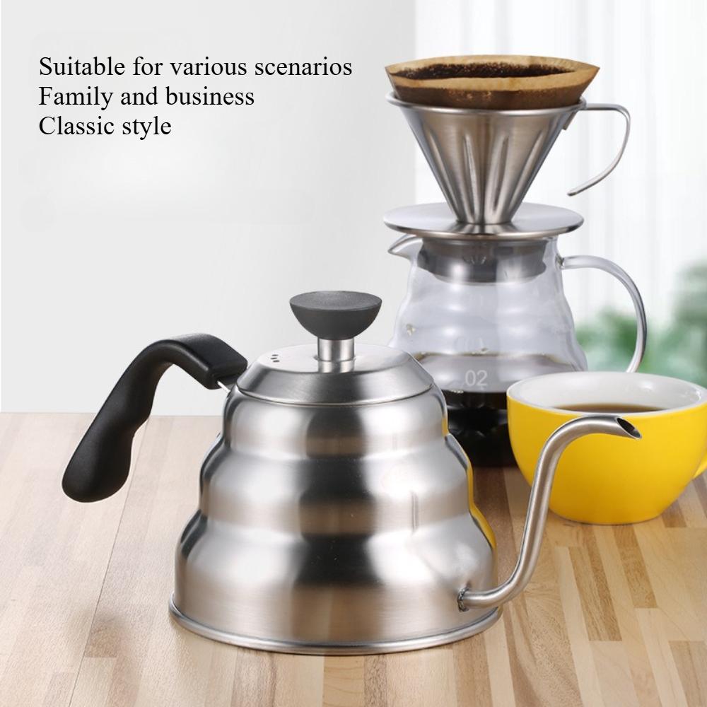 304 Stainless Steel Pour Over Coffee Kettle, Cloud Drip Kettle Long Spout Temperature Control for Drip Coffee Brewing KFS-007