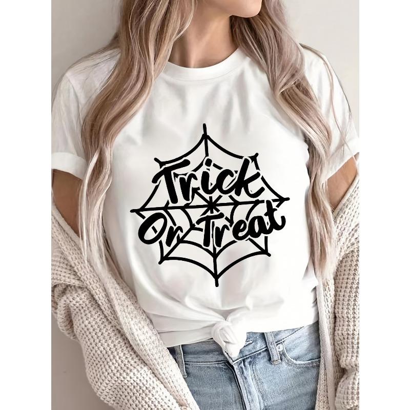 

Women s Summer Short-Sleeved T-Shirt with Front Print, Breathable Polyester Fabric,Machine Washable - Ideal for Spring and Summer S белый