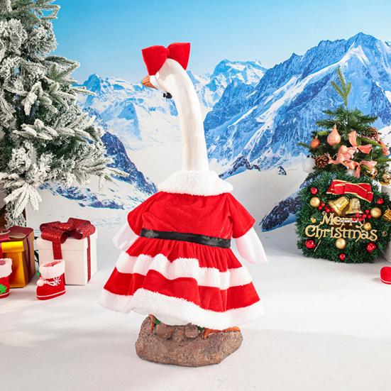 Christmas Goose Outfit Santa Claus Goose Costume Porch Goose Xmas Clothes for 23" Cement or Plastic Geese Lawn Garden Decor