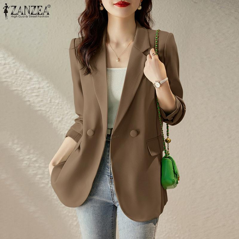 ZANZEA Dámské ležérní dámské sako s dlouhým rukávem s límečkem Turn Down