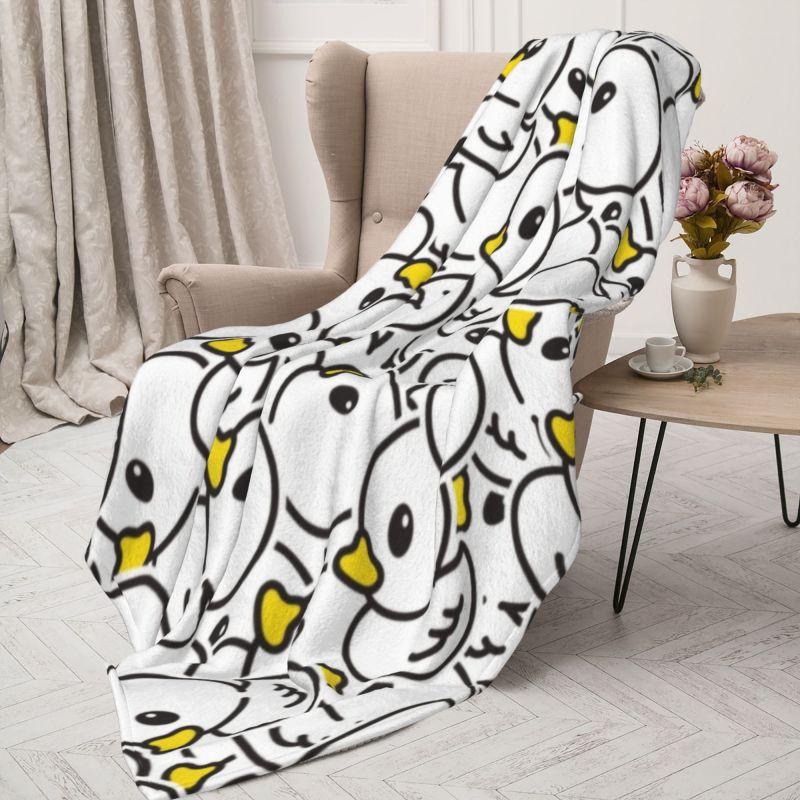 Custom Ultra-Soft Fleece Yellow Colorful Rubber Duck Pattern Throw Blanket Warm Flannel Blankets for Bed Home Couch Quilt