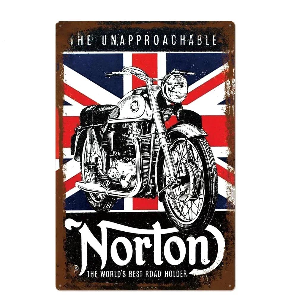 Signs Vintage Shabby Metal Tin Sign Motorcycle Rider Poster Art Tinplate Plaques Garage Motor Club Decor Painting Art Wall Plate