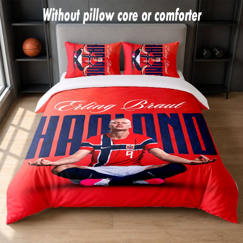 Set Biancheria da Letto Design Erling Haaland 1 Copripiumino + 2 Federe Morbido Traspirante Biancheria da Letto per la Casa