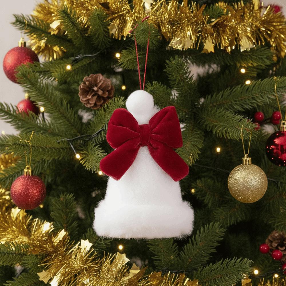 Handmade Mini Velvet Tree Tower Pendant Creative Christmas Bows Hanging Ornament  Party Supplies