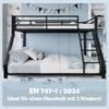 Etagenbett, 90*200 cm 140*200 cm, Geländer, Leiter, EN747 Zertifiziert, ohne Matratze, Metall, Schwarz