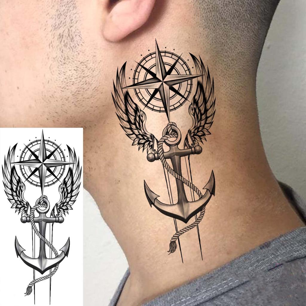 1 Foglio Tatuaggi Temporanei Vichingo Maori Drago Totem per Uomo Avambraccio Collo, Adesivi Tatuaggio Finti Temporanei Impermeabili Tatuaggi Realistici