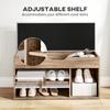Shoes Cabinet Bench Hidden Storage Padded Seat Organiser Footwear Rack Hallway Grey Wood Grain