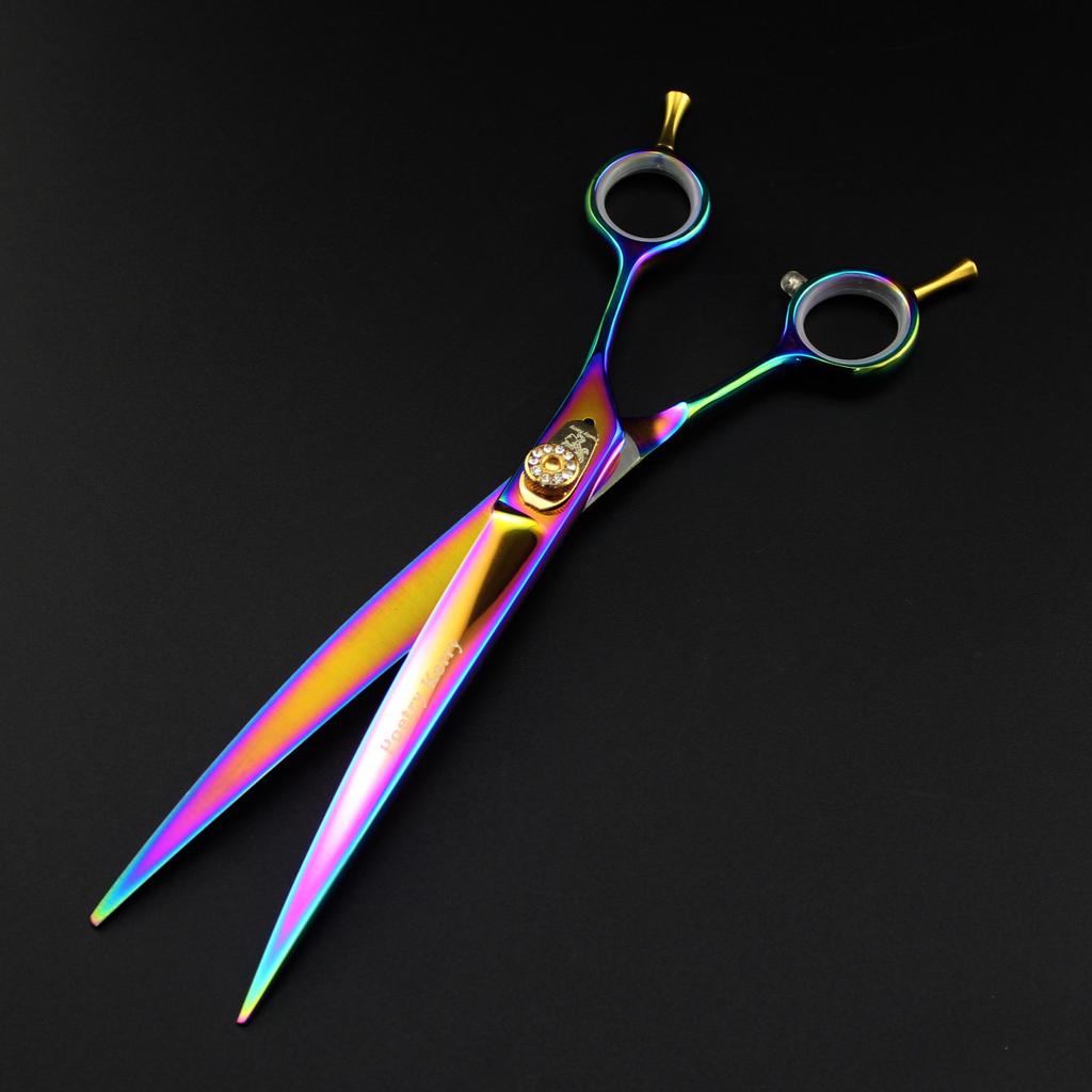 8.0 Inch Pk Color 4 Packs, High-End Pet Beauty Scissors, Straight Cut Fish Bone Teeth For Professional Beauticians