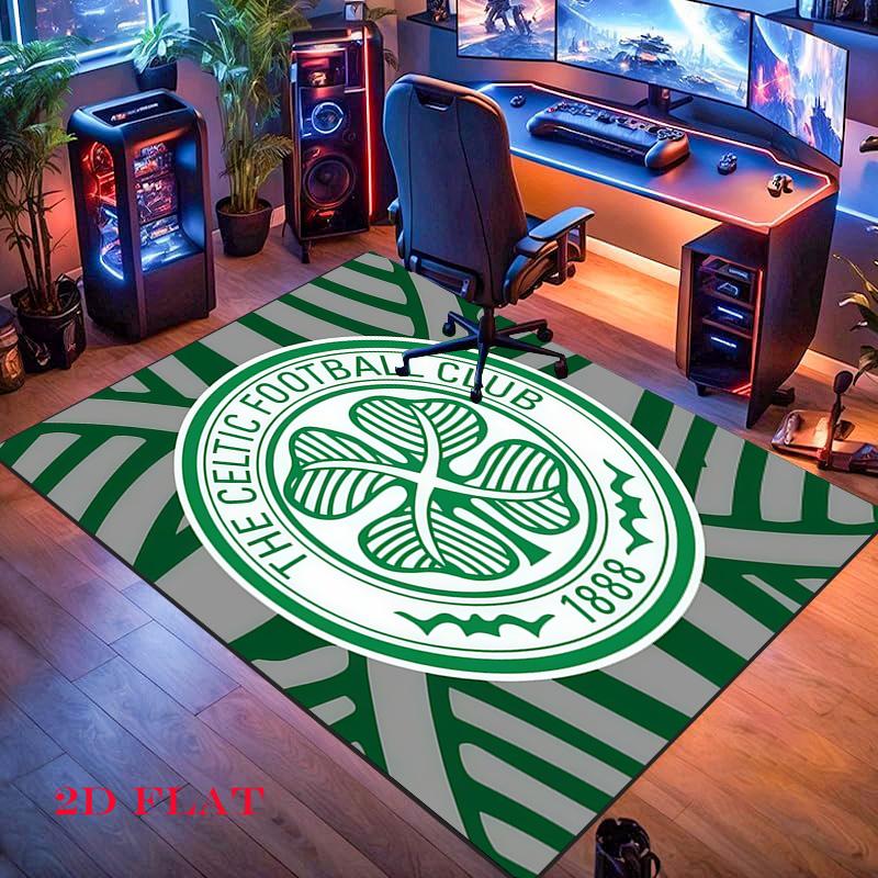 Celtic Football Club Teppich für Wohnzimmer Schlafzimmer Zuhause Sofadekoration, Rutschfeste Bodenmatte für Kinder zum Spielen
