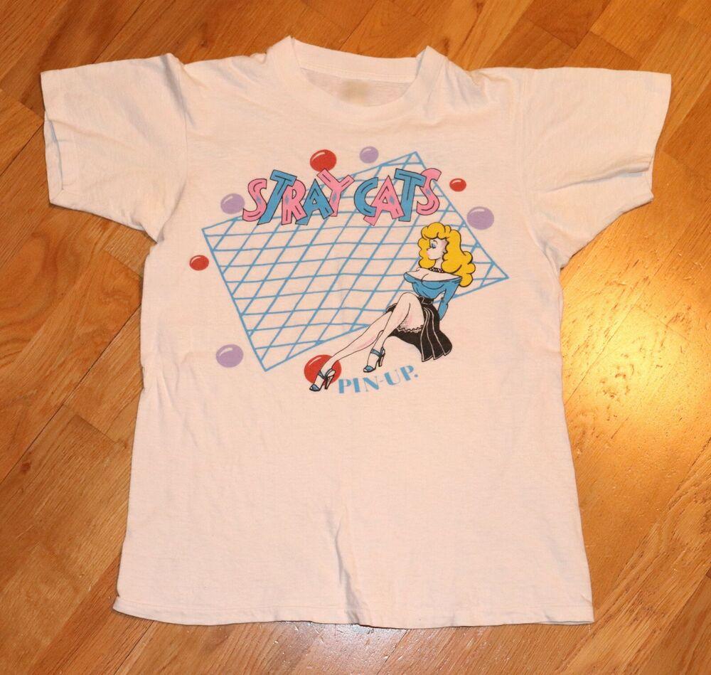 Vintage 1982-83 STRAY CATS 80s Cotton White Unisex S-234XL T-Shirt Unisex T-Shirt