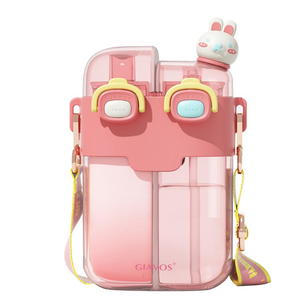 

780ML Water Bottle Portable Cartoon Kids Water Bottle Leakproof with Straw Drinkware for Camping Hiking Running