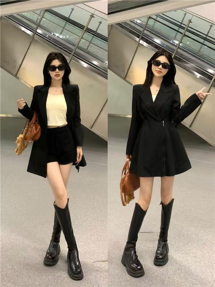 

Весеннее модное А-силуэтное платье-костюм - Универсальная женская одежда больших размеров 3XL 75-82 kg чёрный