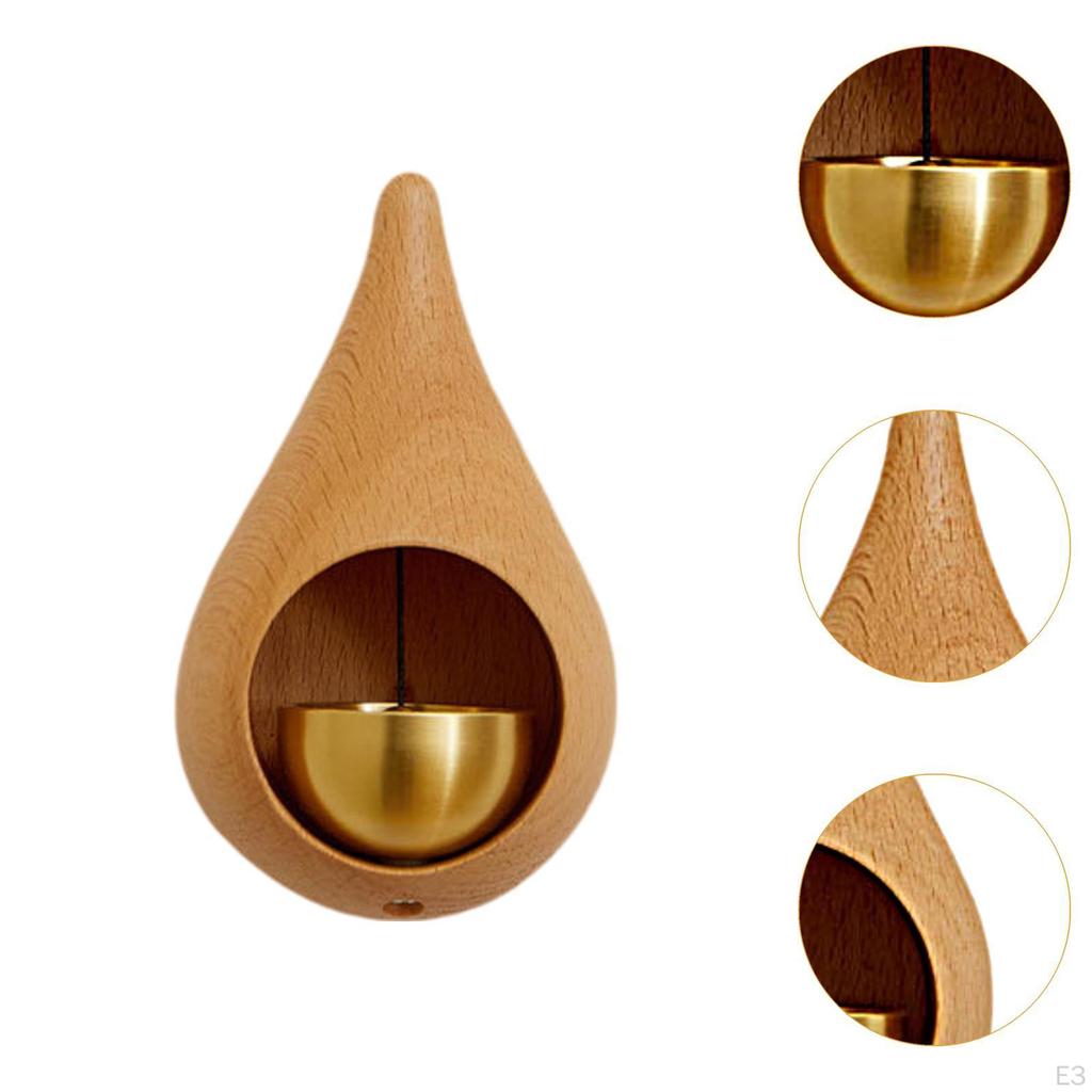 Shopkeepers Door Opening ,Chime Ornament Decor Wood Doorbell with Brass Room Garden Wardrobe