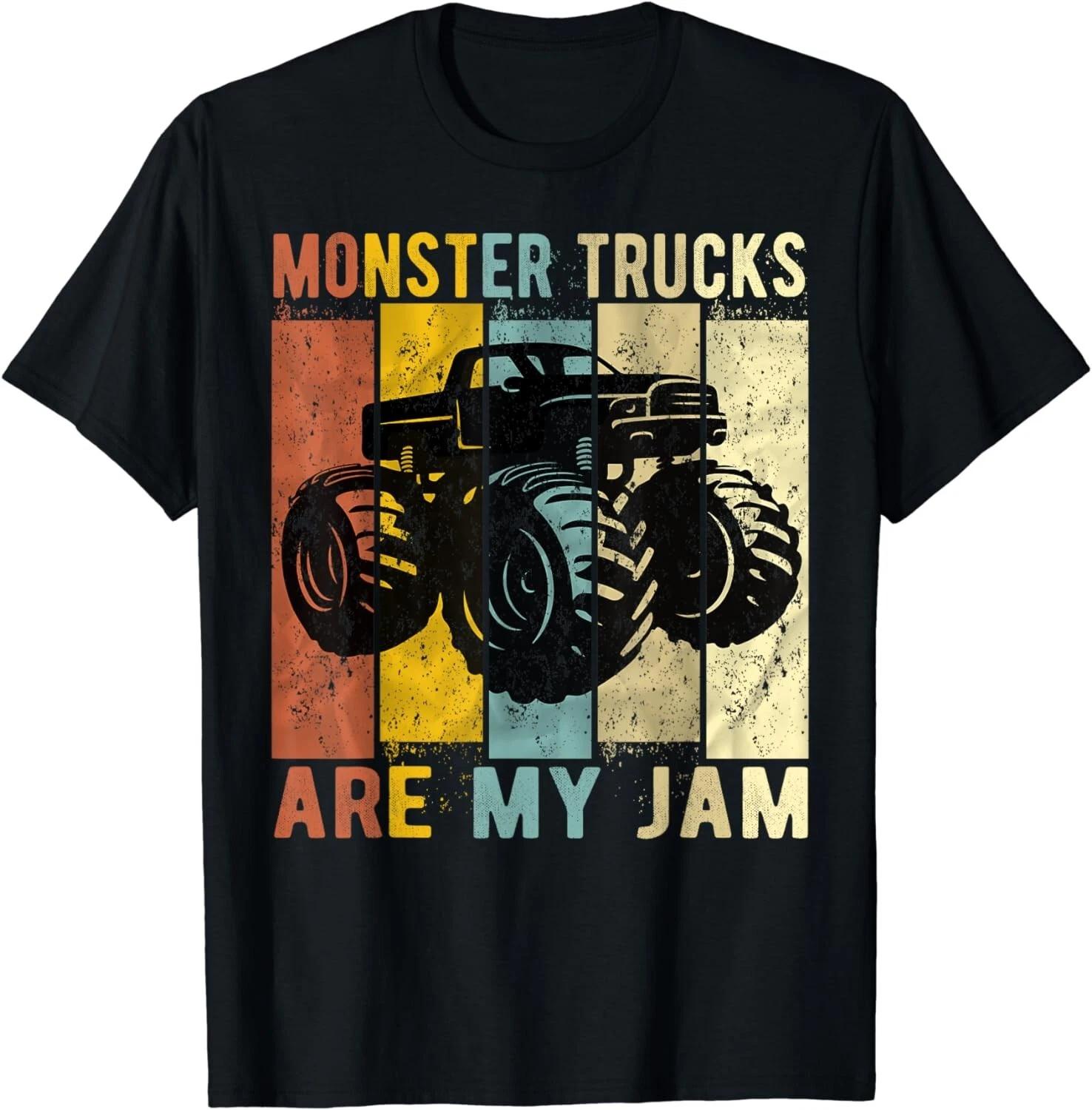 Monster Trucks Are My Jam Vintage Retro Monster Truck Gift Unisex T-Shirt L