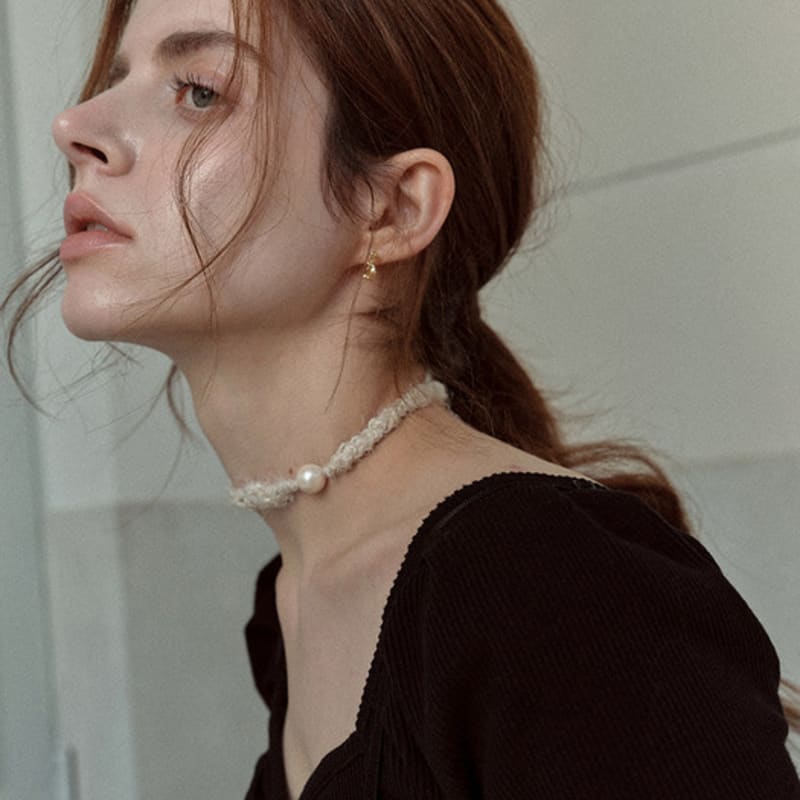 charmeeze [Handmade] Crochet silk yarn choker (Ivory)