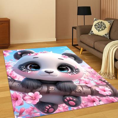 3D Cute Forest Panda Animal Carpet Rug for Living Room Sofa Home Bedroom Doormat Kitchen Decor,Kid Playroom Non-slip Area Rug