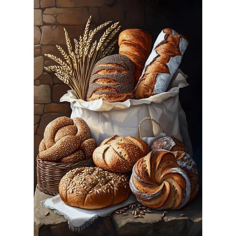 Delicious Assortment of Fresh Bread Posters Freshly Baked Wheat Prints Canvas Painting Wall Art Pictures Home Living Room Decor