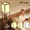 Floor Lamp with Shelves, 4 Layer Standing Lamp with USB Ports, 3 Colour Temperature, Rustic Brown