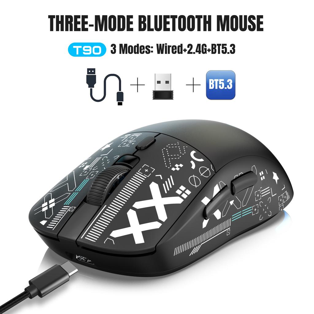 Mouse Wireless RGB per la Terza Prova Simulativa Cablato/2.4G/Bluetooth Mouse da Gioco Wireless 650MAH