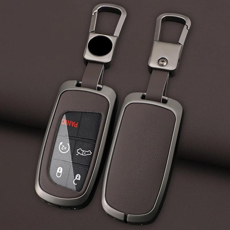 Interior Mouldings Metal Leather Car Key Cover Case Fob for Jeep Renegade Compass Grand Cherokee for Chrysler 300C Wrangler Dodg