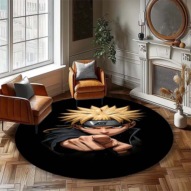 Naruto Uzumaki Akatsuki  Printed Round Rug Soft  Anti-Slip Carpet  for Home Bedroom Living Room Gaming Room Dorm Decor