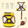 Cute Dog Bee Chest Harness And Leash Set For Small Cats Dogs Breathable Mesh With Wings Vest Harness Costume Style Kitten Puppy