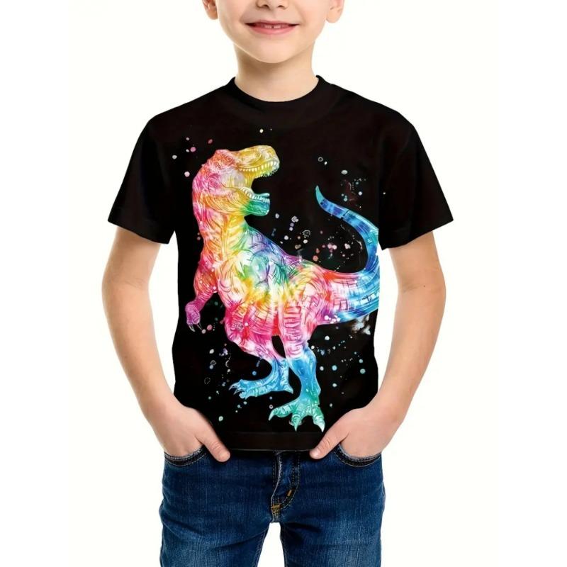 Boys Kids Clothes 3D Print Cartoon Dinosaur Graphic T Shirts Fashions Summer Streetwear O-Neck Short Sleeves T-Shirts for Boys