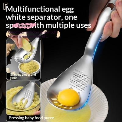 Stainless Steel Multifunctional Kitchen Utensil - Cooking Spoon Grater Grinder for Garlic Ginger Vegetables - Kitchen Supplies