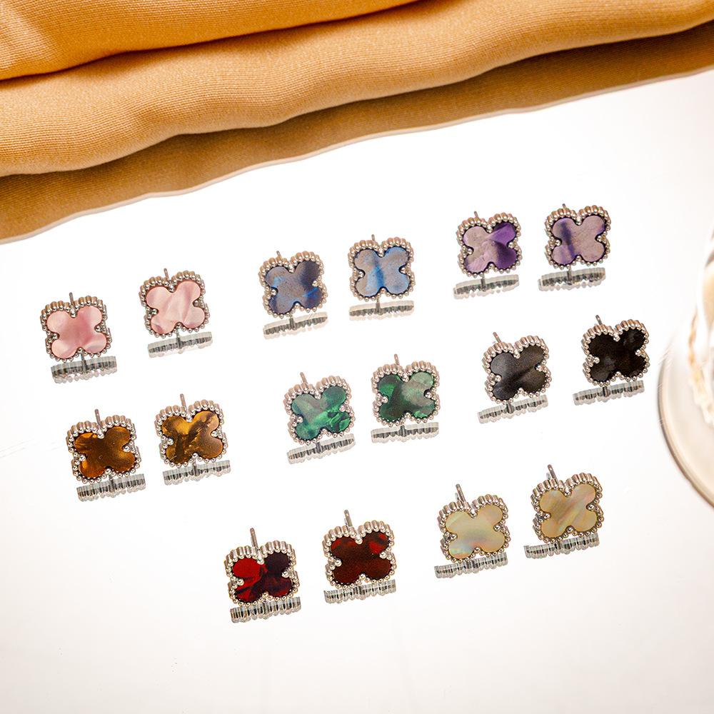 Stainless Steel Earrings with Four Leaf Clover Earrings, Light Luxury and High-end Feel