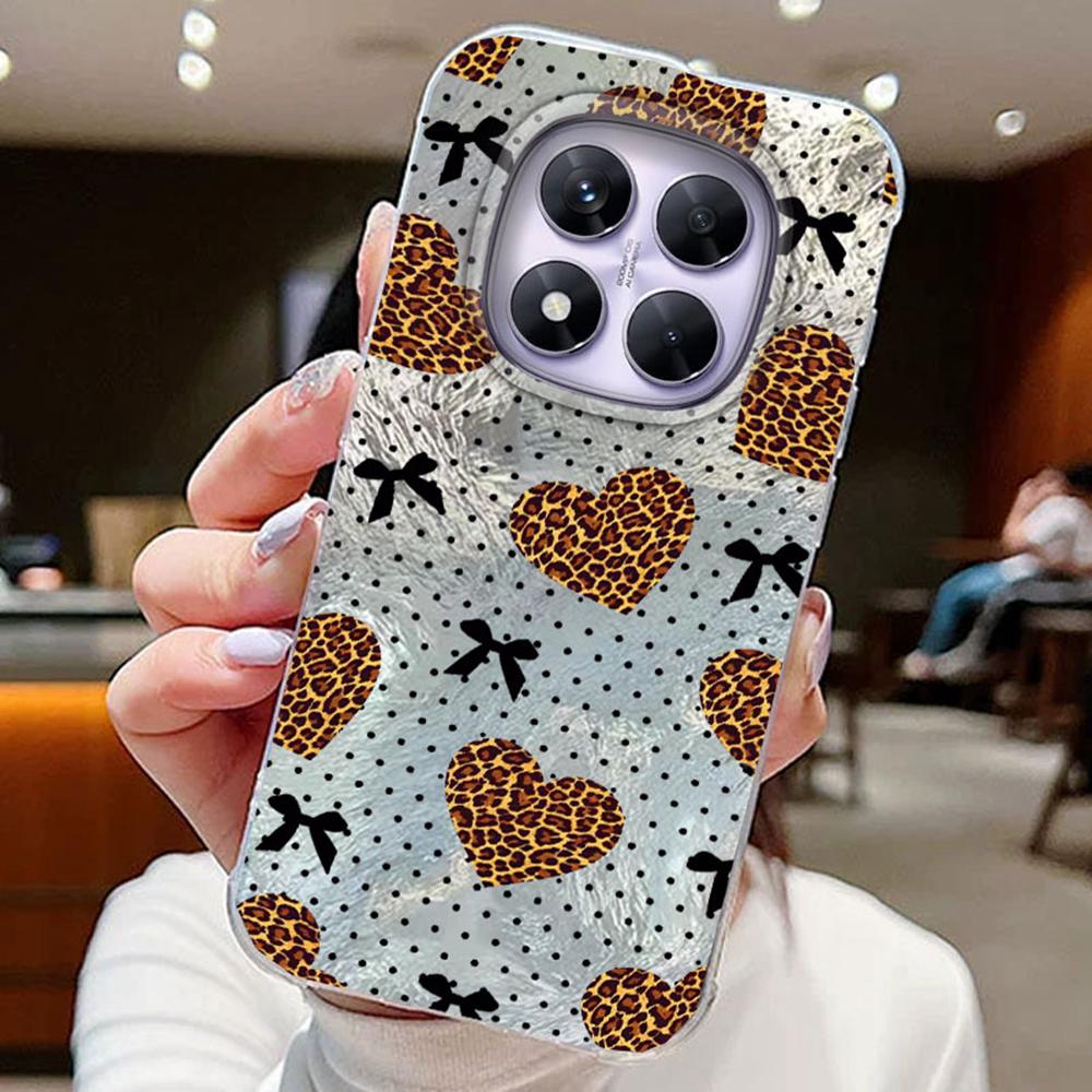 Kolorowy Gradient Biały Motyl Leopard Love Print Etui na Telefon Xiaomi Redmi Note 14 Pro 5G Pokrowiec Miękki Silikonowy Bumper Twardy PC Tylny Pokrowiec