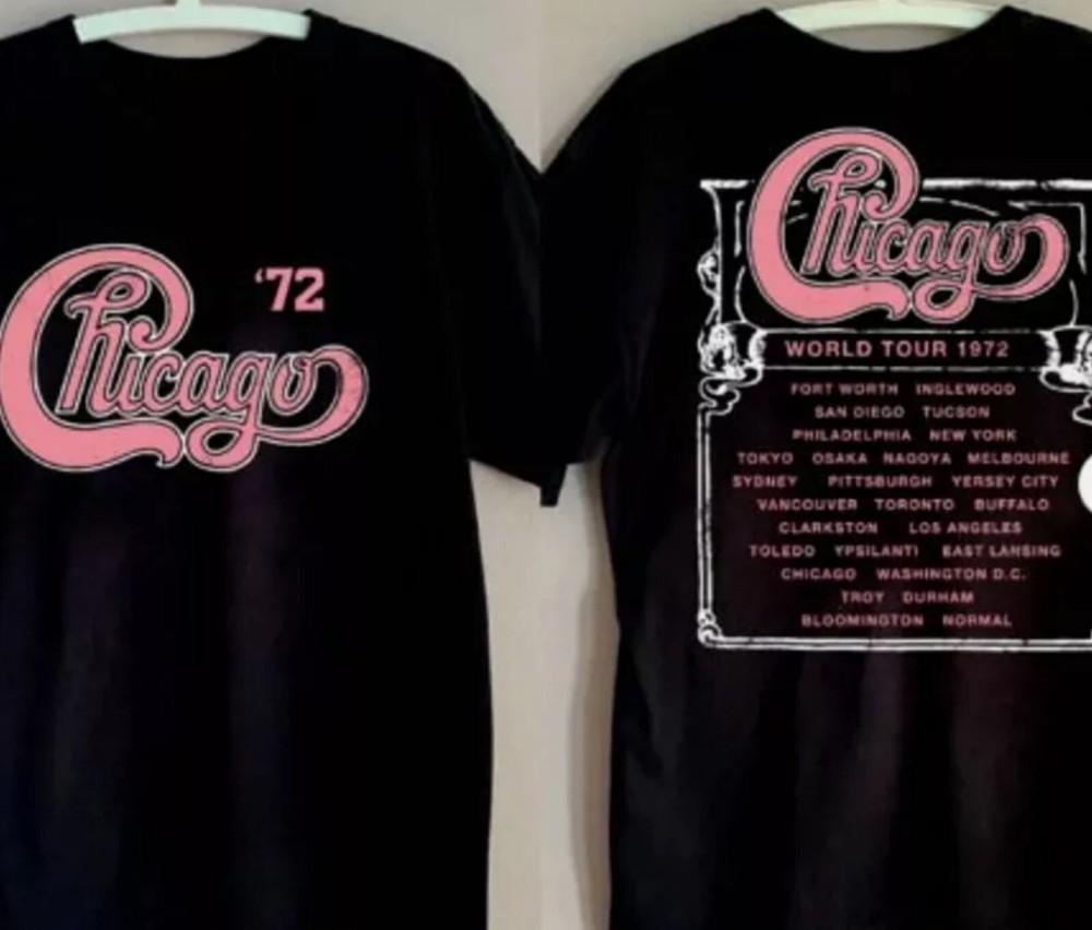 Футболка с изображением группы из Чикаго, Винтажная футболка Chicago _72, Футболка Chicago World Tour 1972, Унисекс футболка S