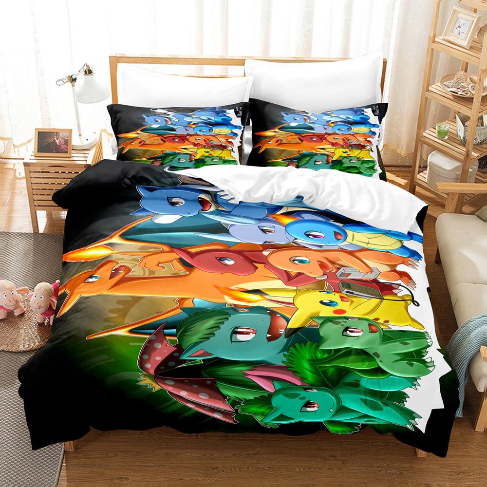

Pokémo Duvet Cover Set Bedding Universal, Suitable For Children And Adults Cute Printed Cartoon Quilt Cover Comforter Sets Home 135x200cm