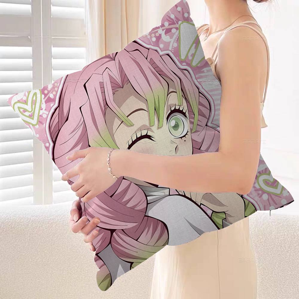 Anime Character Mitsuri Kanroji Pillow Cushion Cover Pillowcase Living Room Sofa Home Decor Customized
