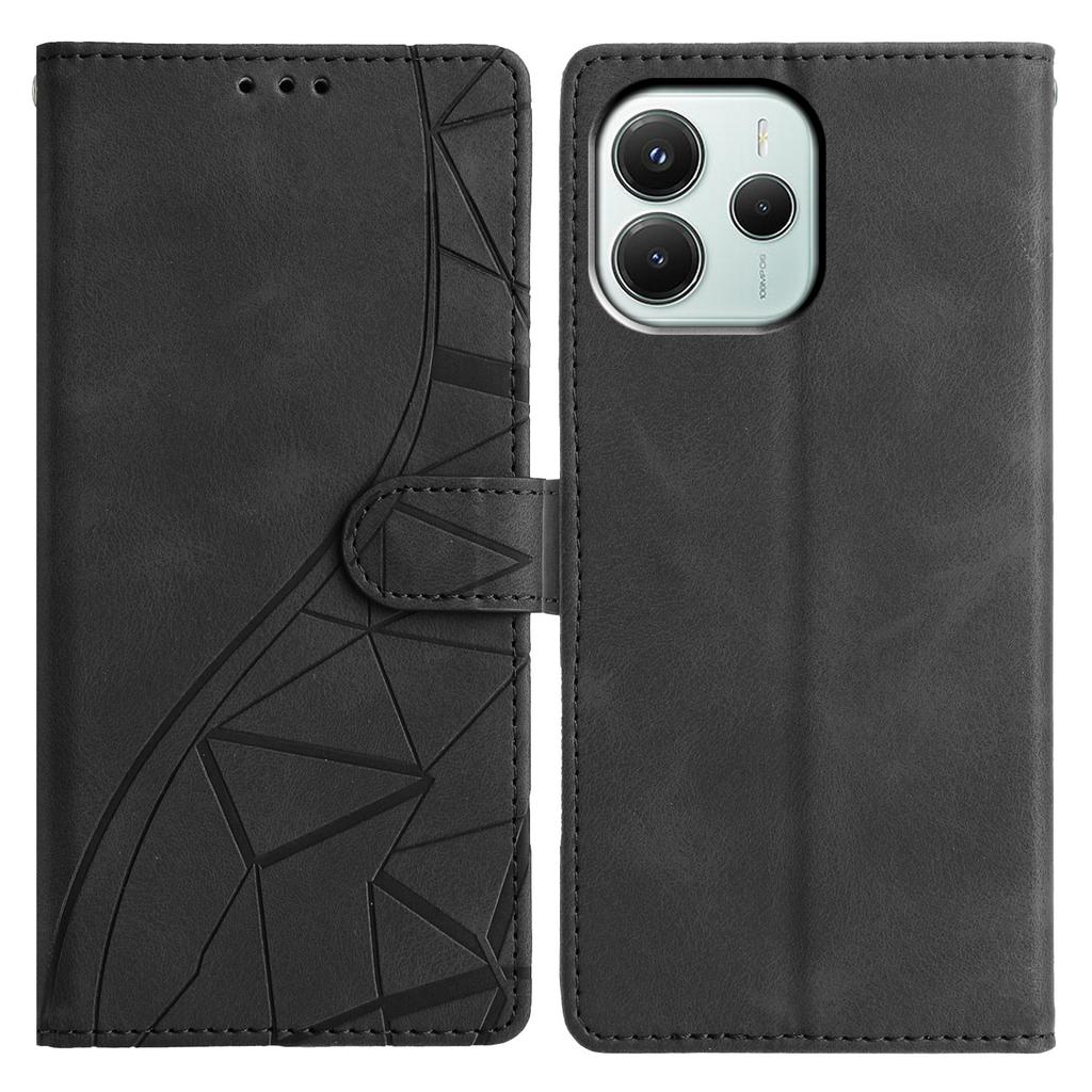 For Xiaomi Redmi Note 14 5G Case Wallet Stand Imprinted Triangle Pattern Leather Phone Flip Cover