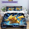 3pcs Pikachu Lightning Themed Quilt Set - Soft and Comfortable Bedroom, Guest Room and Dorm Decor Bedding Set 1 Quilt Cover + 2 Pillowcases.