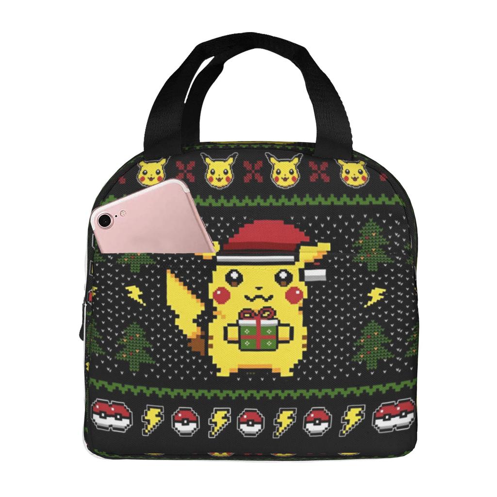 Custom P-Pikachus Portable Lunch Boxes Women Men Multifunction Cartoon Thermal Cooler Food Insulated Lunch Bag School Student
