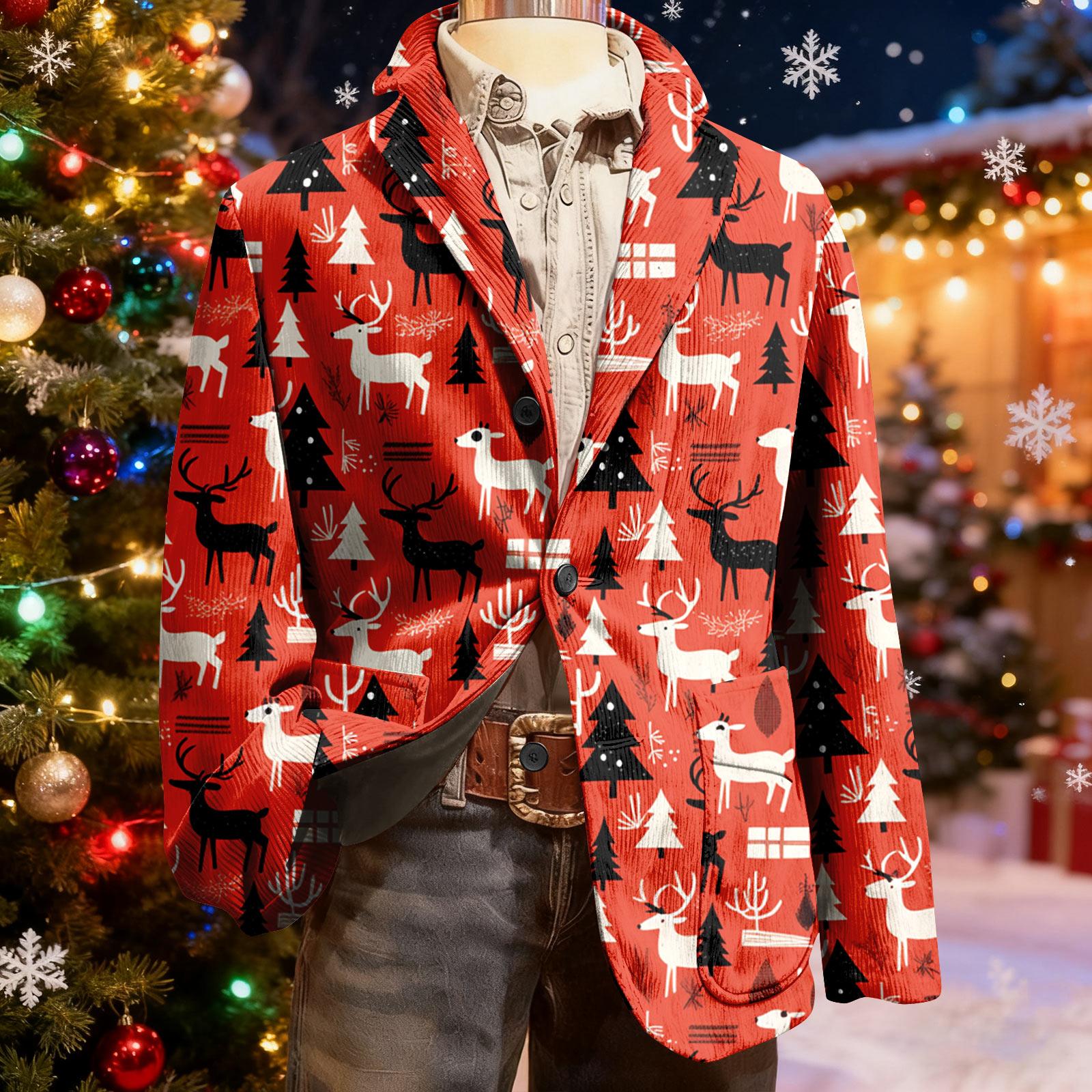 

Мужской уродливый рождественский вельветовый теплый карманный пиджак-кардиган, мужской повседневный костюм S киноварь