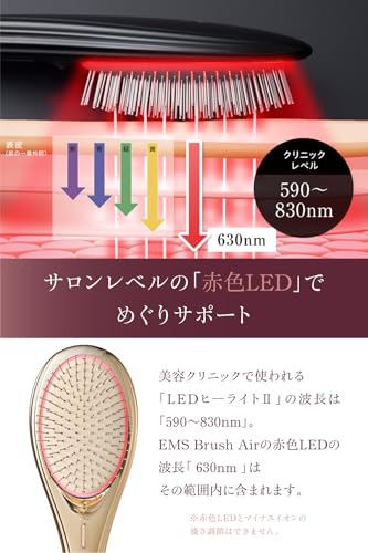 Featured On "Hiruobi" (Japanese TV Show) Wavewave EMS Hairbrush, Red LED, Smooth Hair, Cushion Brush, Comb, Birthday Gift for Women, Wife, Girlfriend,