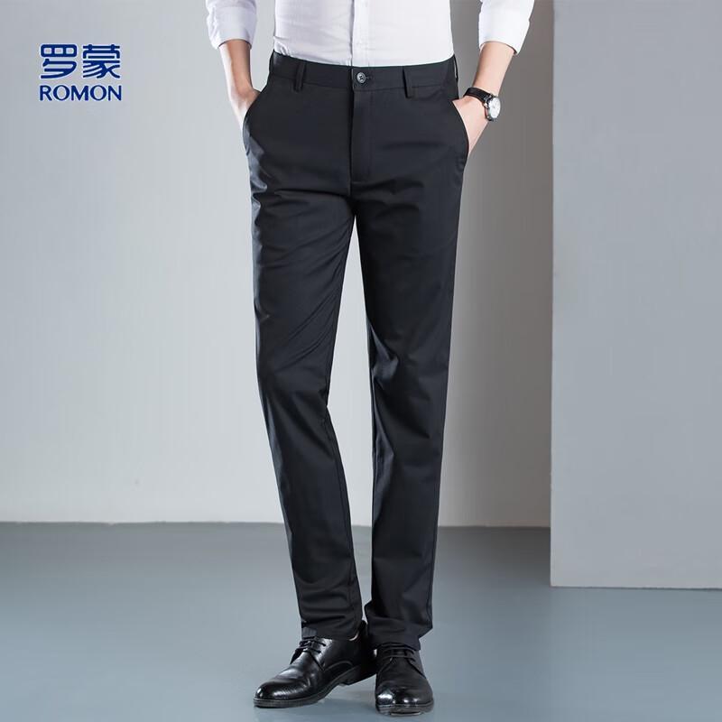ROMON Men's Bamboo Fiber Casual Straight-Leg Pants