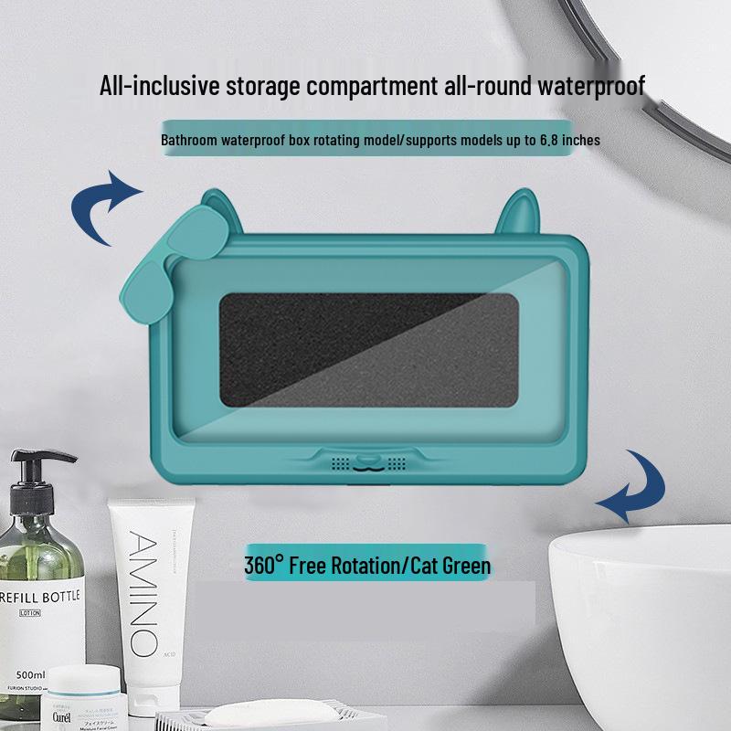 Waterproof Anti-Fog Rotatable Phone Holder for Bathroom & Kitchen