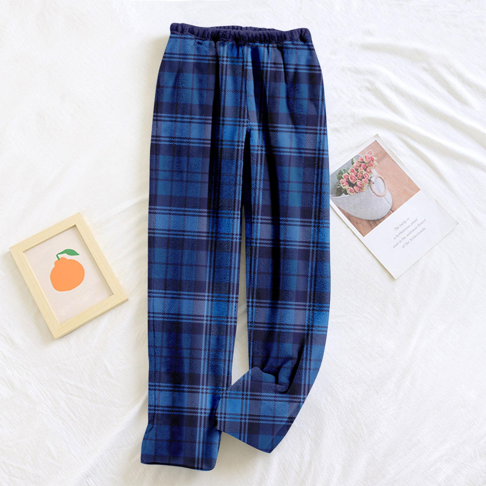 

Женские пижамные штаны, плюшевые пижамные штаны с мягкой эластичной талией, клетчатые штаны с 2 карманами XXL
