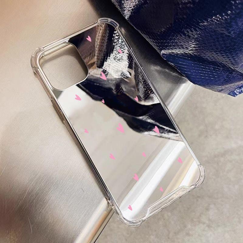 Luxury Mirror Anti Drop Little Hearts Pattern Phone Case For iPhone 16 15 14 13 12 11 Pro Max XS X XR 7 8 Plus SE Soft Cover